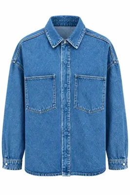 HAZELANNA Mavi Denim Gömlek Ceket