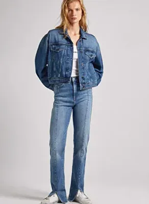 Pepe Jeans Çizgili Koyu Mavi Kadın Denim Pantolon PL2046862