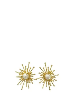 La Pluie Sole Earrings İnci 22 Ayar Altın Kaplama Kadın Küpe