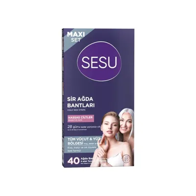 Sesu Vücut Ağda Bandı Hassas Ciltler Maxi Set 40'lı