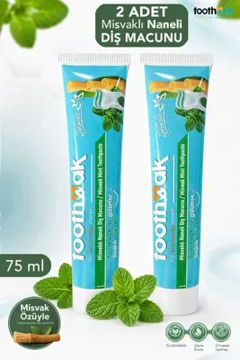 Toothwak 2'li Misvaklı Diş Macunu - Nane Aromalı Beyazlatıcı Etkili Doğal Ve Köpüksüz Diş Macunu