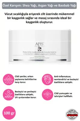 Apis Natural Cosmetics Shea Yağı - Fas Argan Yağı ve Bambu Özlü - Çok Kuru Ciltler İçin - 100gr