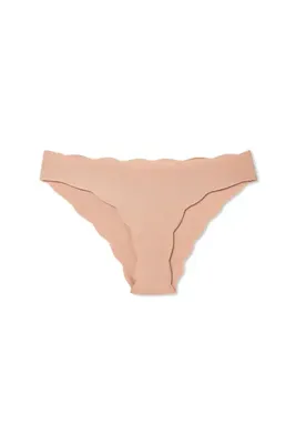 HNX Açık Kahverengi Lazer Kesim Beli ve Paçası Dalgalı Slip Kadın Külot