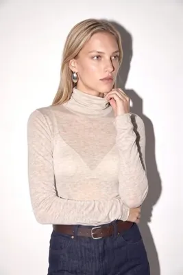 No Matter What Kadın Balıkçı Yaka Bluz Uzun Kollu Kaşmir Karışımlı Slim Fit