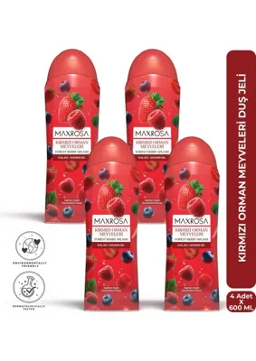 maxrosa Kırmızı Orman Meyveleri Duş Jeli 600 ml x 4 Adet