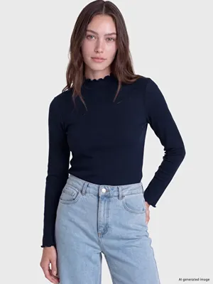 LCW Modest Fırfırlı Dik Yaka Kadın Body
