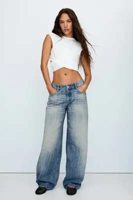 Bershka Düşük bel barrel jean
