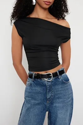 TRENDYOLMİLLA Siyah  Örme Bluz TEDSS24BZ00029
