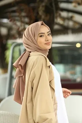 Organic Tesettür Pamuk Kraş Cazz Şal Model -vizon