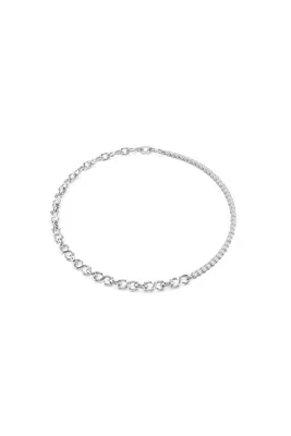 Swarovski Matrix Kolye, S şeklinde, Yuvarlak kesim, Beyaz, Rodyum kaplama