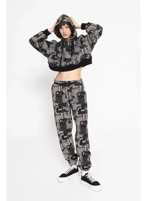 BSL Desenli Şardonlu Jogger Pantolon