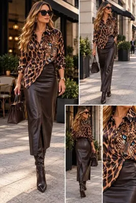 Stranossa Leopar Desenli Tunik Gömlek