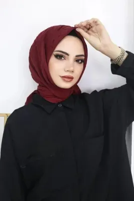 Melodi Scarf Kadın Tesettür Pratik Bambu Kraş Eşarp Bordo
