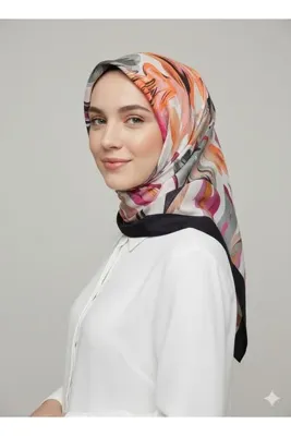 nehir eşarp Ebruli Desen Viskon Modal Eşarp 100x100 Cm