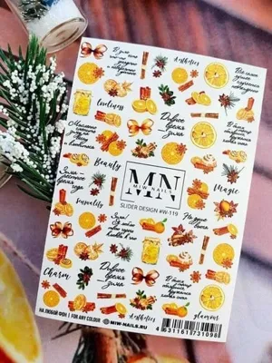mia professional Nail Art Slider Stiker Altın Kontur W119 Beyaz