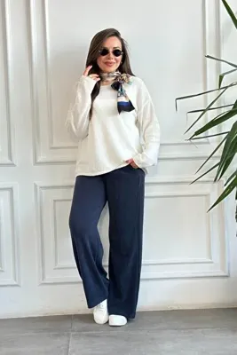 yb yağmur butik Beli Lastikli Kadife Bol Paça Pantolon