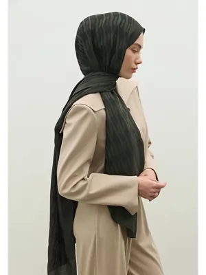 Fresh Scarfs NARA PAMUK FLOŞ JAKARLI ŞAL KÖMÜR