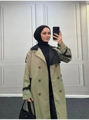 Esre Store 4407 - Çift Renk Tesettür Trençkot Haki̇-I5