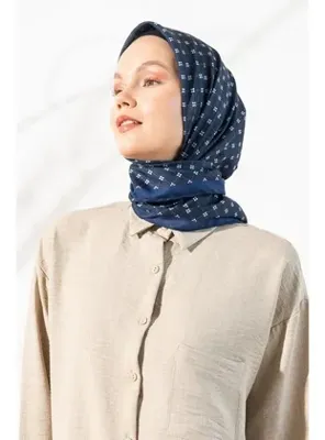 Jawel Kadın Küçük Kareli Soft Eşarp LACİVERT