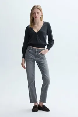 Mudo Kadın Gri Slim Straight Fit Jean Pantolon