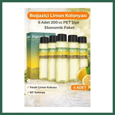 Bezos Boğaziçi Limon Kolonyası 200 Cc Pet Şişe 6 Adet 80 Ferahlatıcı Limon Kokulu Kolonya Ekonomik Paket