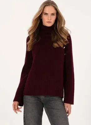 Pierre Cardin Bordo Kadın Tam Balıkçı Comfort Fit Kazak LUNAS