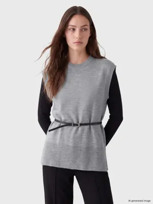 LCW Modest Beli Kemerli Kadın Triko Süveter