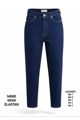 Miss Poem Kadın Lacivert Yüksek Bel Mom Fit Jean Pantolon