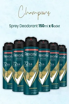 Rexona Men 72 Saat Champions Erkek Sprey Deodorant 6 x 150 ML