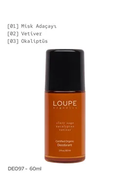 Loupe Organics Deo97 60 ml | Bioaktif Deodorant. Sertifikalı Organik. %100 Doğal | Misk Adaçayı. Okaliptüs. Vetiver.