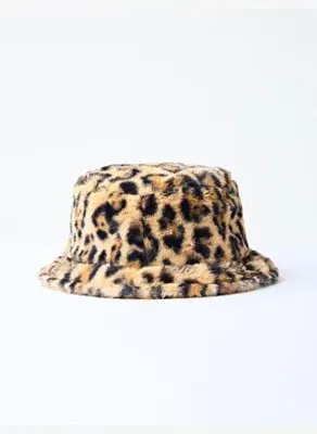 Jimmy Key Kahverengi Leopar Desenli Peluş Şapka