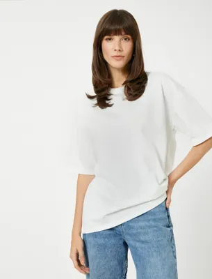 Koton Pamuklu Oversize Tişört Kısa Kollu Basic