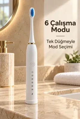 Mestore Şarjlı Elektrikli Diş Fırçası Beyaz 6 Modlu