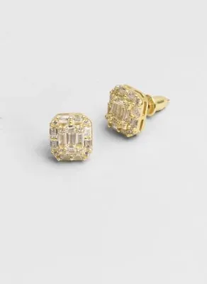 So Chic Baget Işıltısı 18 Ayar Sarı Altın Kaplama Gümüş Küpe