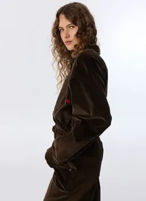 Twist TW6260025195 Kahve Kadın Nakışlı Oversize Gömlek