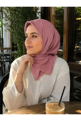 Genel Markalar Tesettür Kadın Bambu Kraş Eşarp - Gül Kurusu