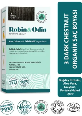 Robin & Odin Organik Amonyaksız Kalıcı Saç Boyası 3 Dark Chestnut / Koyu Kestane