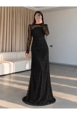 Balbe Fashion Lavinia Dantel Kollu Elbise- Siyah