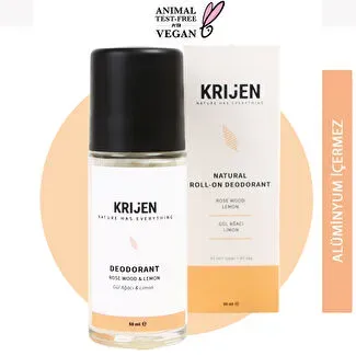 Krijen Doğal Deodorant - Gül Ağacı & Limon Roll-on Deodorant 50 Ml - Bitkisel Ter Kokusu Önleyici