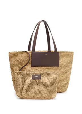 Aika Concept Myra Bej Rafya Kadın Plaj Çantası ve Clutch 