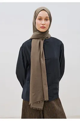 Fresh Scarfs İnce Pamuk Vual Şal Koyu Vizon