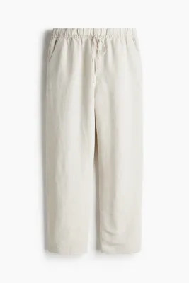 H&M Keten Karışımlı ve Büzgü Bağlı Pantolon