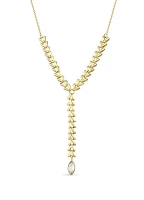 Orena Jewelry Balıksırtı Markiz Taşlı 14 Ayar Altın Kadın Kolye