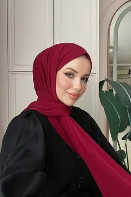 SAYRA Shawl Kadın Bordo Çıtçıtlı Hazır Şal