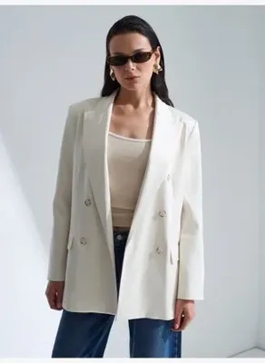 Dilvin 60802 Kruvaze Saten Blazer Ceket