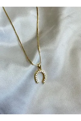 lotusbybuket Çelik at nalı gold kolye(45cm)