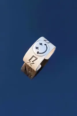 TREND COLLECTİON Smile Gülen Yüz Şimşek Motif Gümüş Kaplama Ayarlanabilir Yüzük