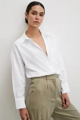 Never more Tek Cepli Oversize Gömlek Beyaz