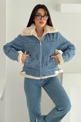 Noa&Noa Kadın Kürk Astarlı Denim Ceket – Sıcak & Sokak Stili