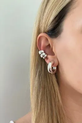 Lavian Accessories Gümüş Top Detaylı Bubble Halka Küpe